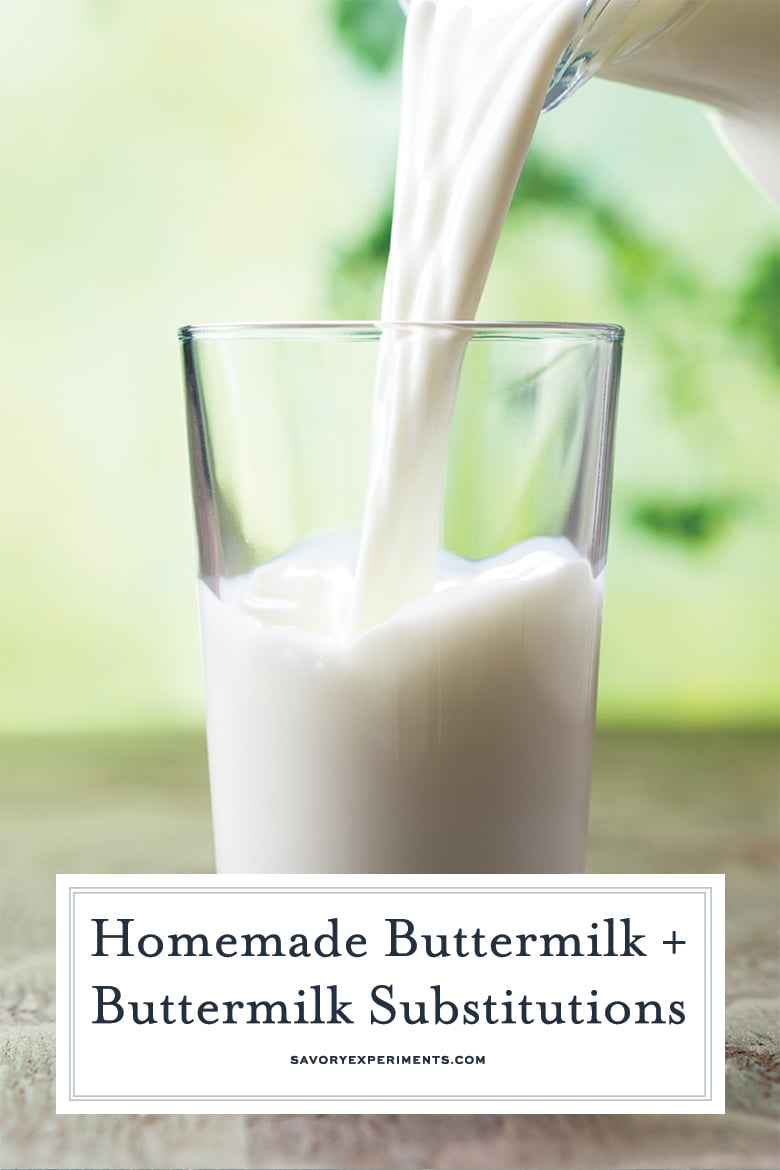 homemade buttermilk pouring into a glass 