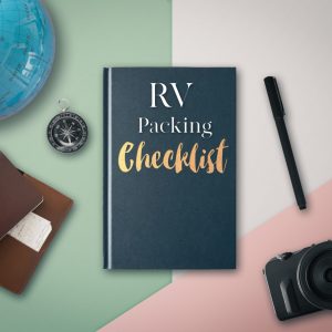 book with RV packing checklist written on the cover