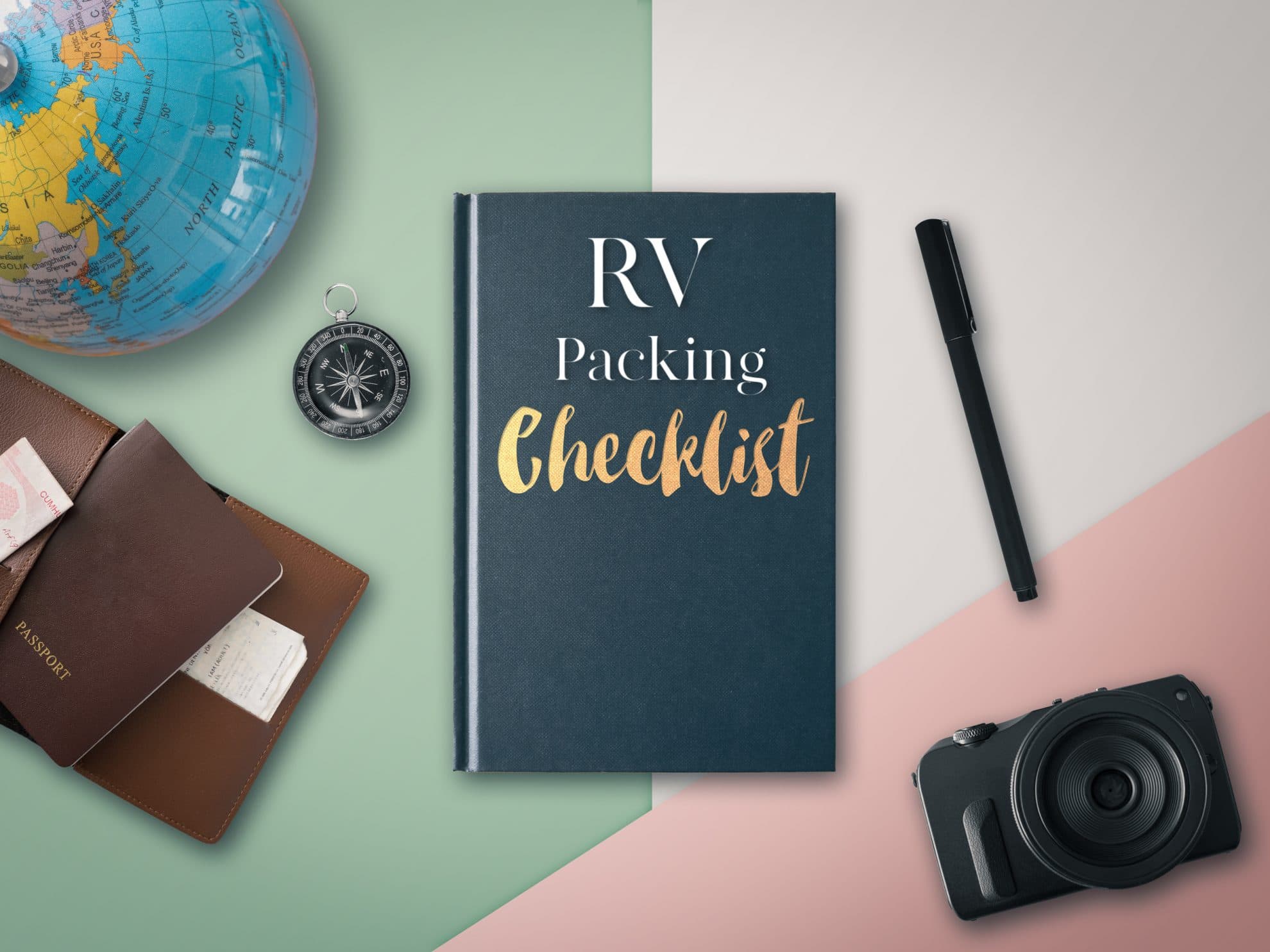 book with RV packing checklist written on the cover