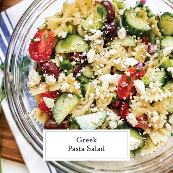 BEST Greek Pasta Salad with Feta Cheese EASY Greek Pasta Salad