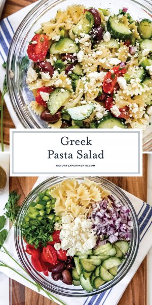 BEST Greek Pasta Salad with Feta Cheese - EASY Greek Pasta Salad