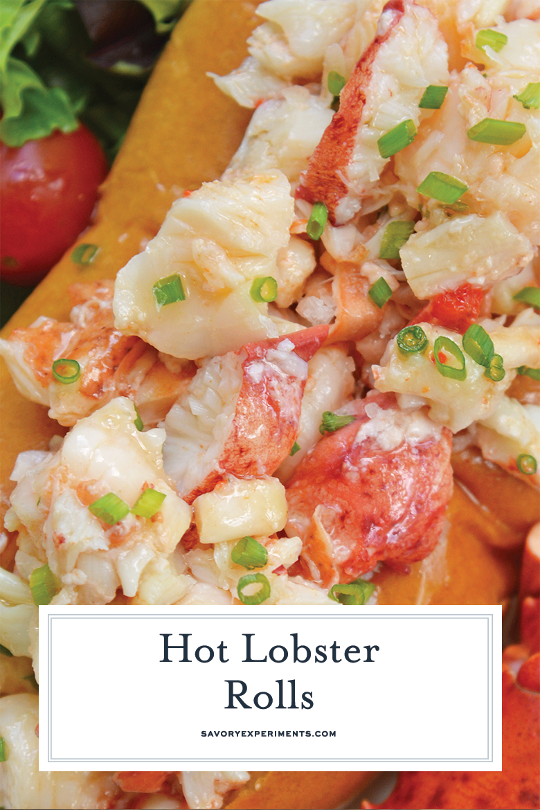 close up of hot lobster roll for pinterest 