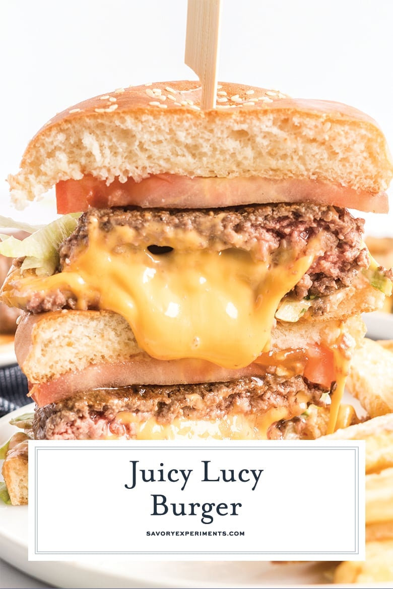 close up of juicy lucy burger for pinterest 