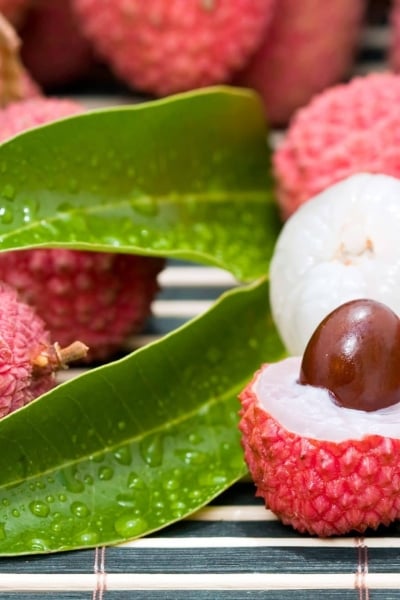 halved lychee fruit