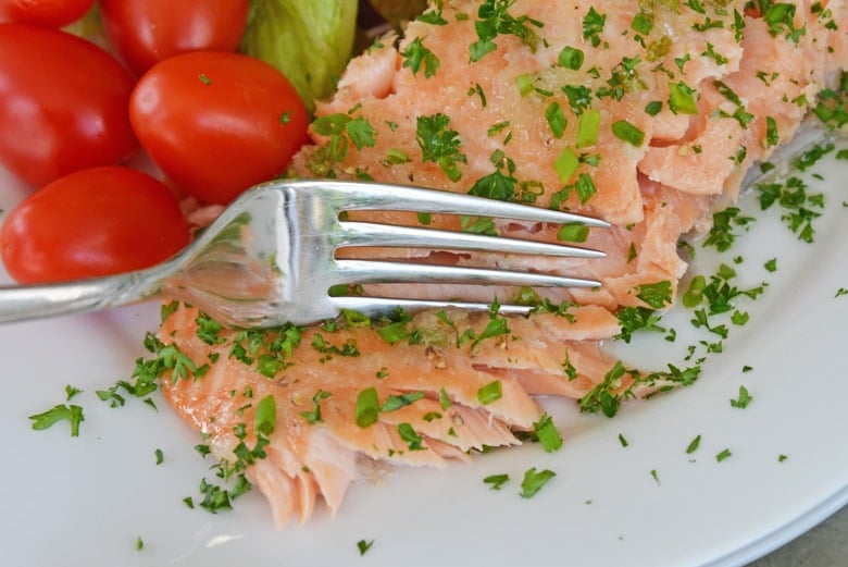 fork easily flaking salmon 