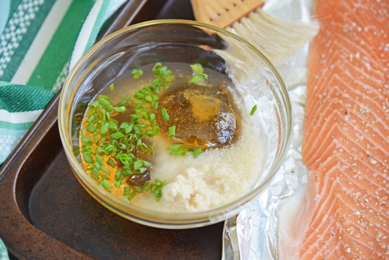 ingredients for salmon glaze in a bowl 