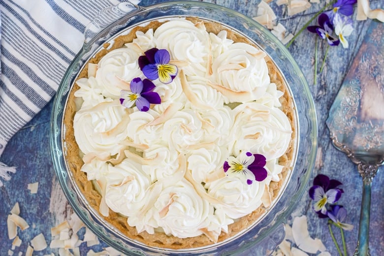 overhead of coconut cream pie