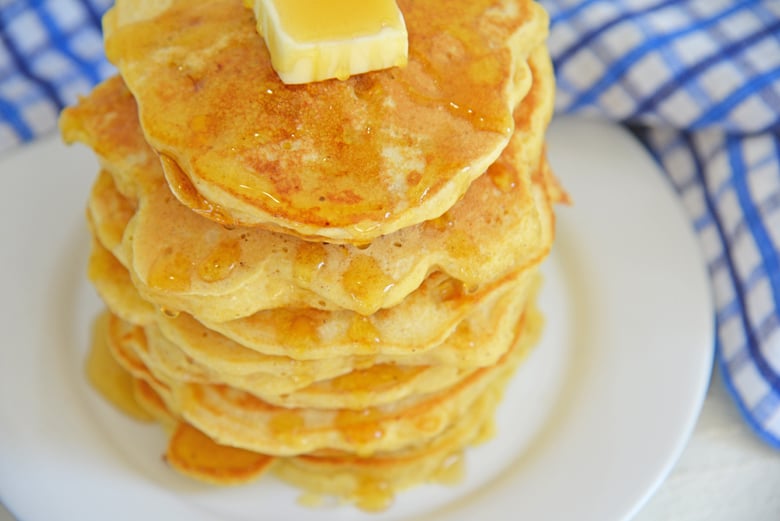 angle view of stack of corn patties 