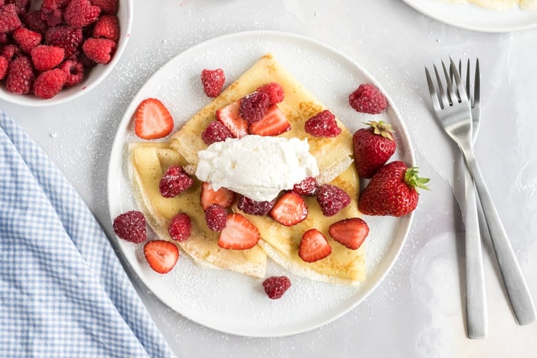 fruit crepes on a plate