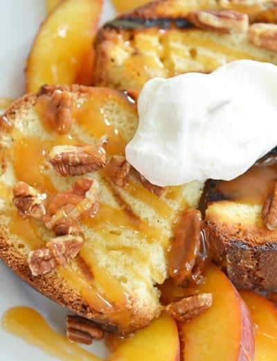 grilled pound cake on a white plate