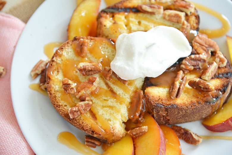 grilled pound cake on a white plate