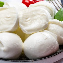 slice of homemade mozzarella cheese