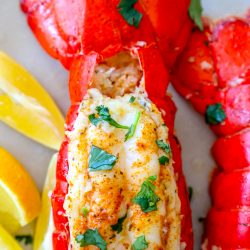 overhead shot of instant pot lobster tail