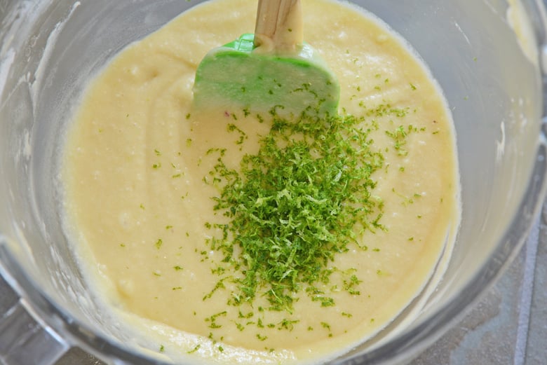 key lime pound cake batter with lime zest  