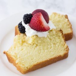 two slices of meyer lemon pound cake