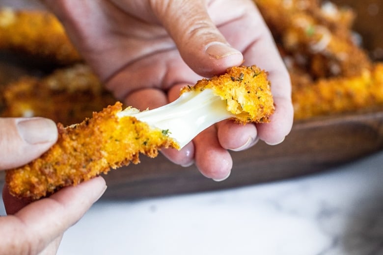 cheese pull from mozzarella stick 