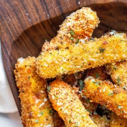 platter of fried mozzarella sticks