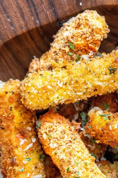 platter of fried mozzarella sticks