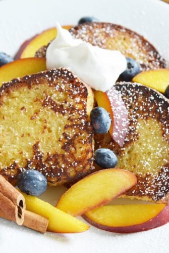 pound cake french toast with fresh fruit
