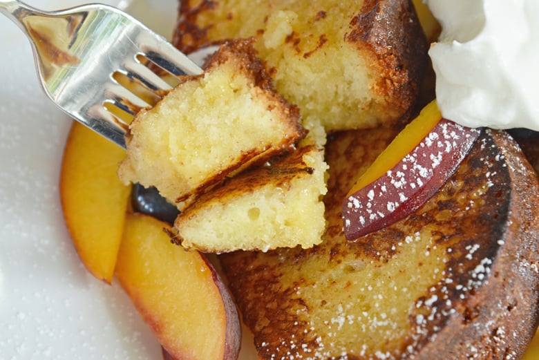 bite of french toast on a fork 