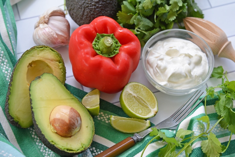 ingredients for roasted garlic quacamole 