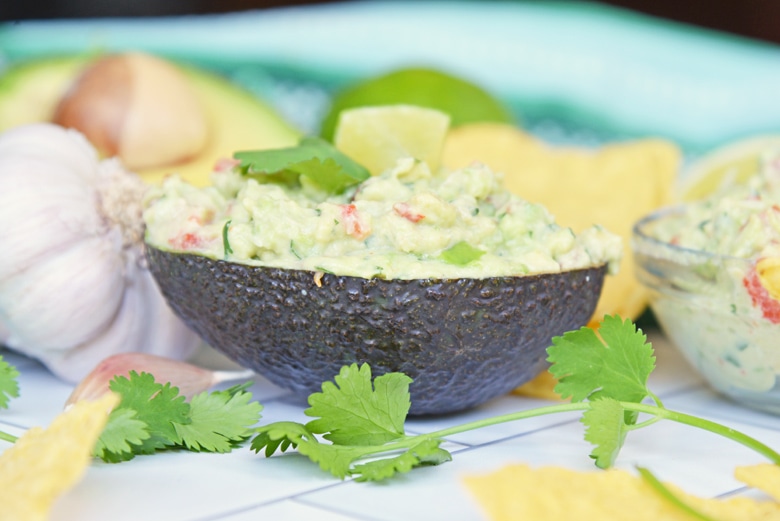 guac served in an avocado halve 