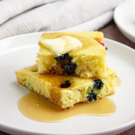 stack of sheet pan pancakes