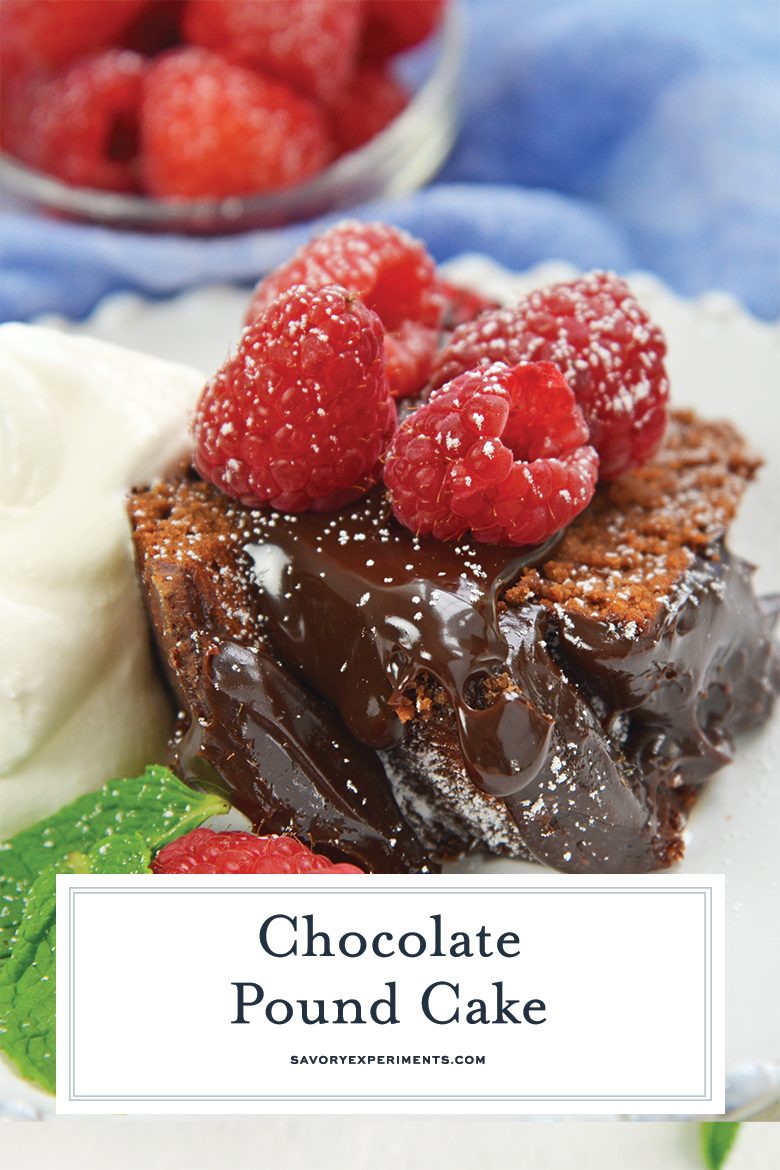 close up angle view of chocolate pound cake 