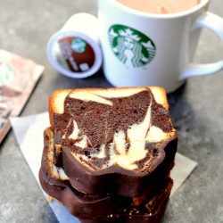 stack of marble pound cake