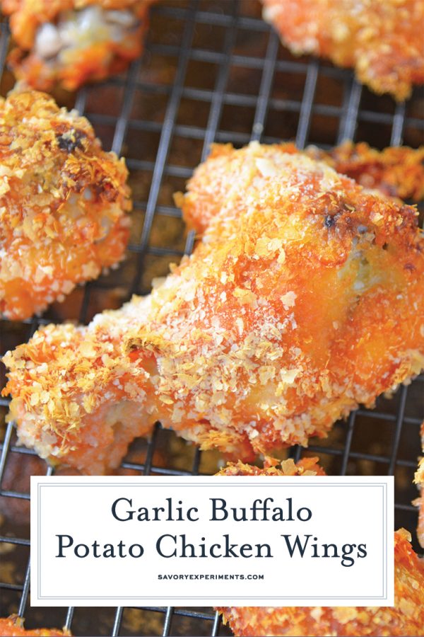 Garlic Buffalo Potato Chicken Wings- Breaded Baked Buffalo Wings
