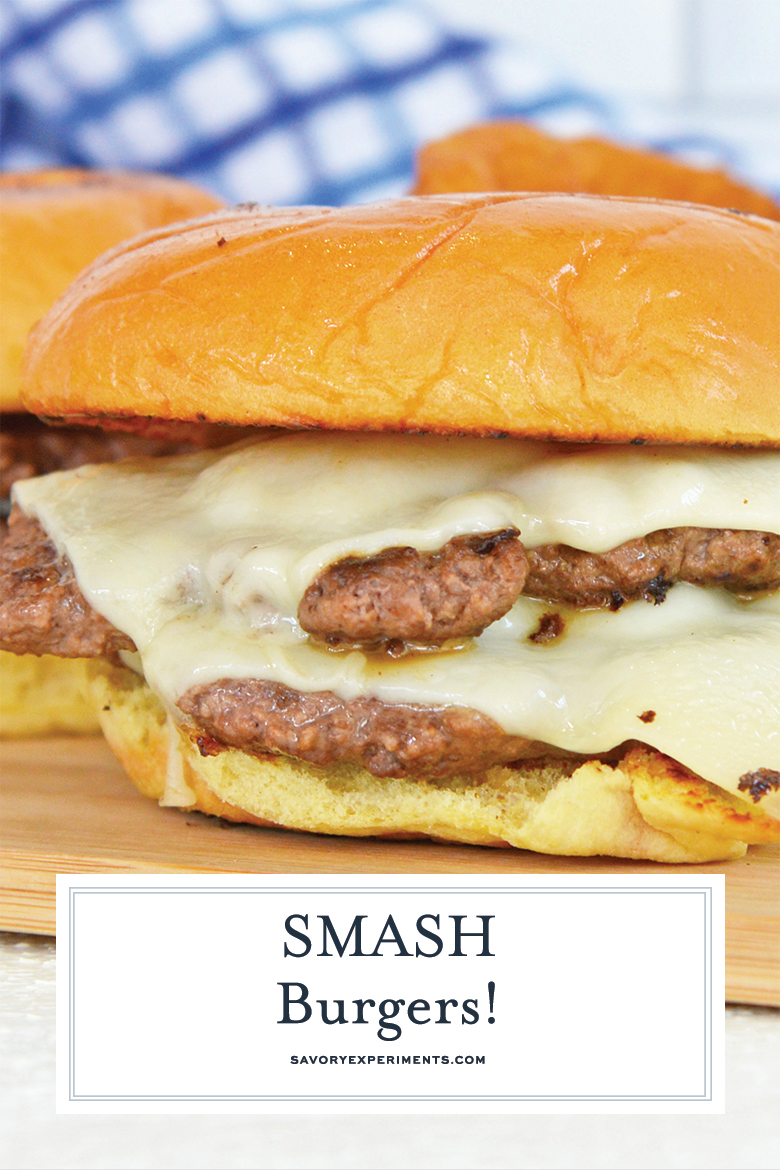 close up of smash burger for pinterest 