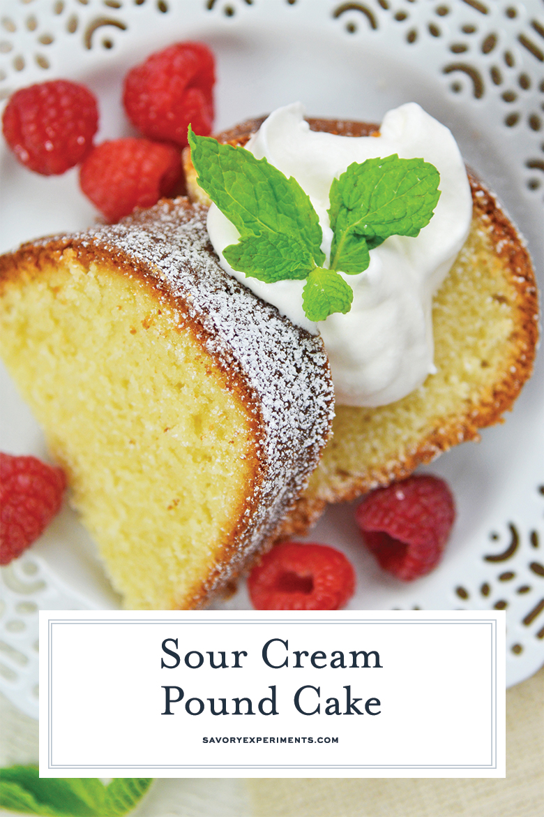 close up of sour cream pound cake for pinterest 