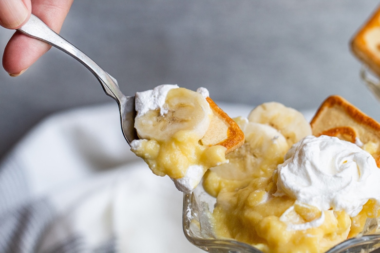 spoon of banana pudding 