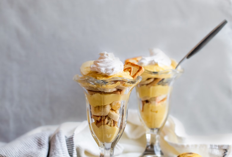 two banana pudding trifle cups 