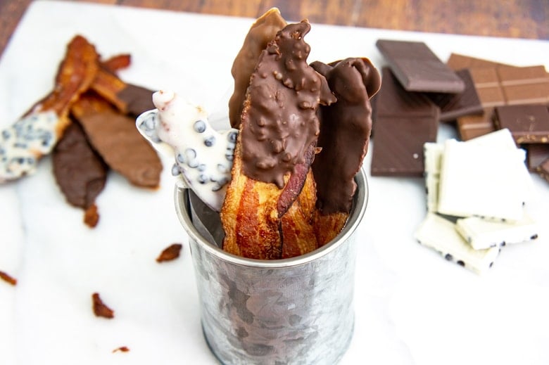 angle of chocolate dipped bacon 