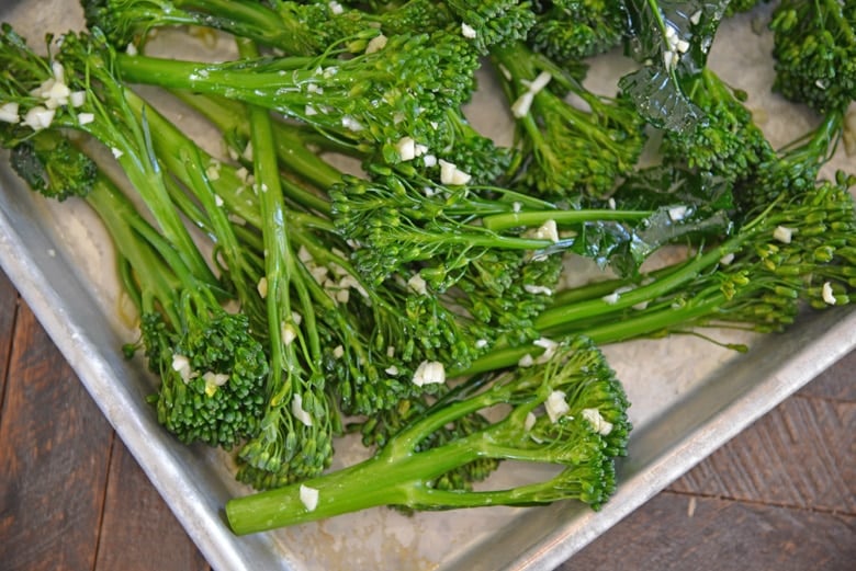 broccolini on a baking sheet 