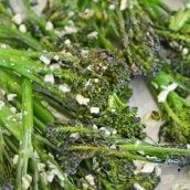 close up of cooked broccolini