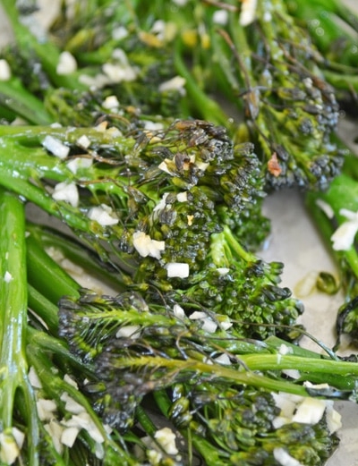 close up of cooked broccolini