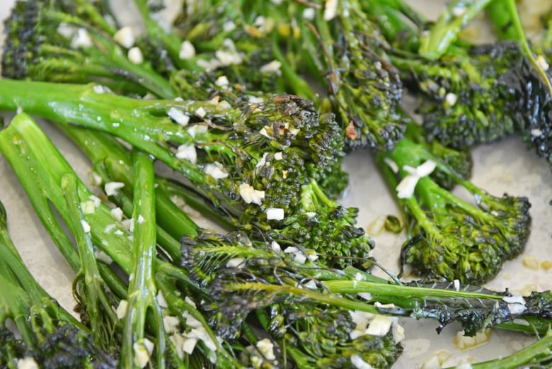 close up of cooked broccolini