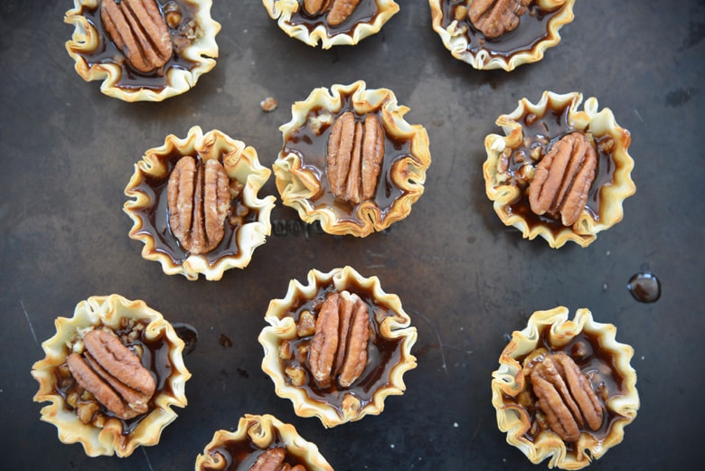 pecan pie filling in tart shells