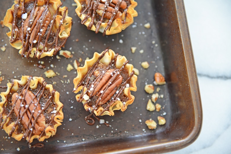 close up mini pecan pies