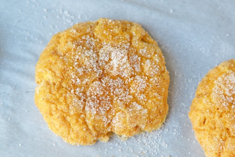 close up of pumpkin sugar cookies 