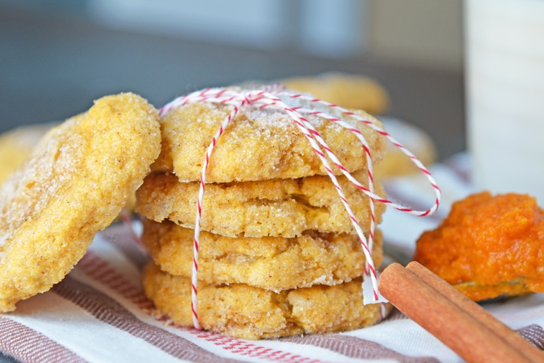 side view of pumpkin cookie stack 