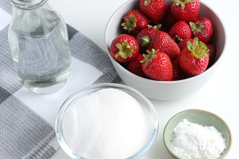 ingredients for strawberry topping 