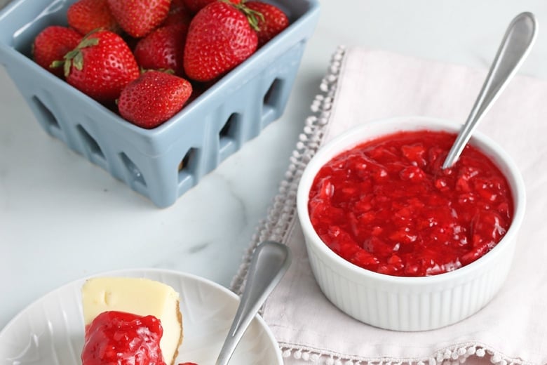 bowl of strawberry sauce 