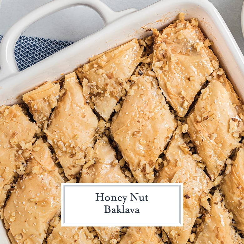 overhead of baklava with nut topping