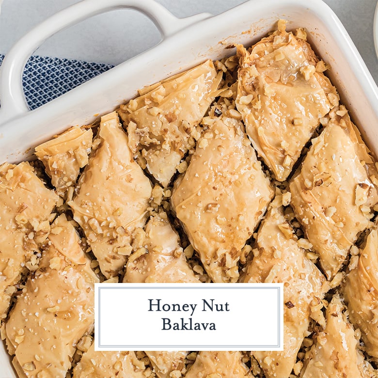 overhead of baklava with nut topping 