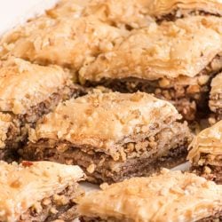 close up of baklava slices