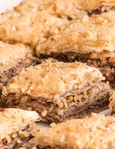 close up of baklava slices