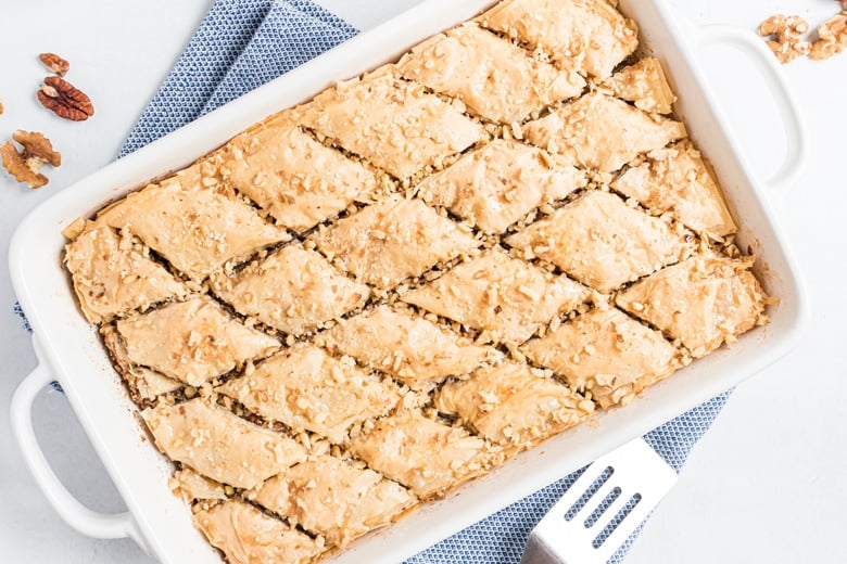 pan of honey nut baklava